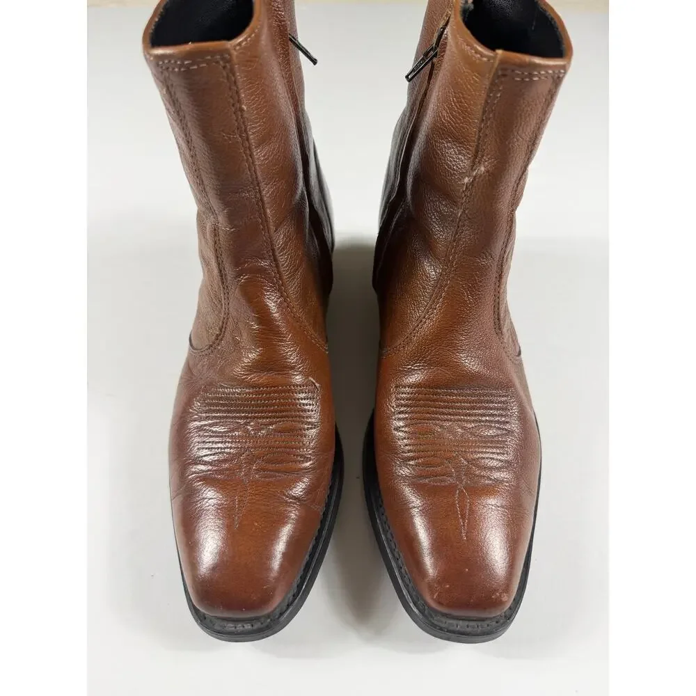 Laredo Fletcher Brown Leather Western Boots Men’s Size 8.5 Made in USA Vintage
